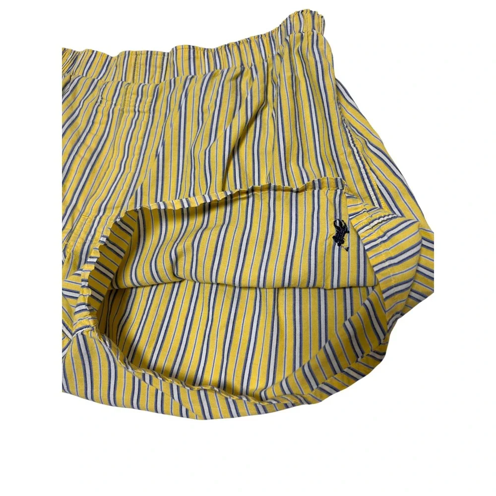Polo Ralph Lauren Men Yellow Cotton Striped Boxer Lounge Shorts L Preppy Classic